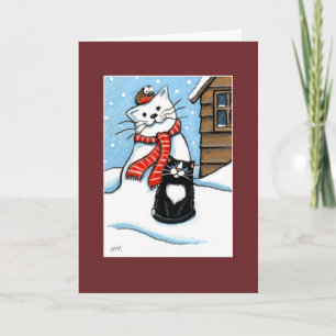 Chat de smoking, Robin et carte de Noël de