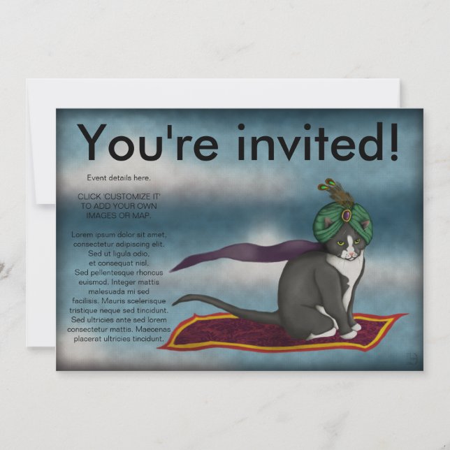 Chat de tapis magique, invitation (Devant)