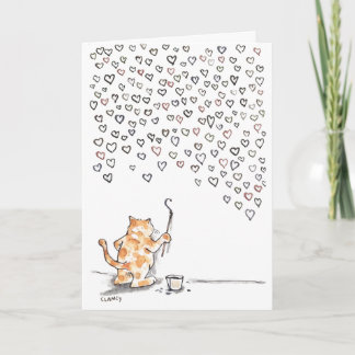 Chat de tous les Coeurs Carte de voeux pliée