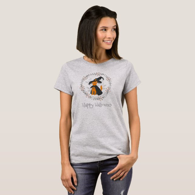 Chat d'Halloween simple mais élégant | T-shirt (Devant entier)