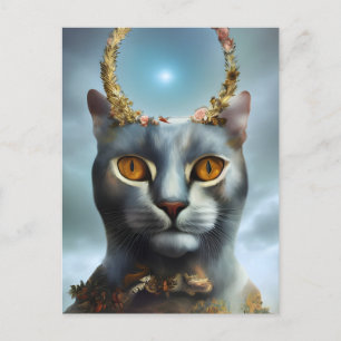 Chat Dieu Avec Fleurs Carte Postale