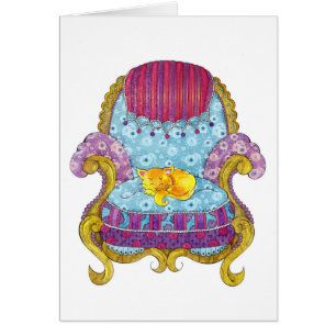 Chat d'or dans la chaise