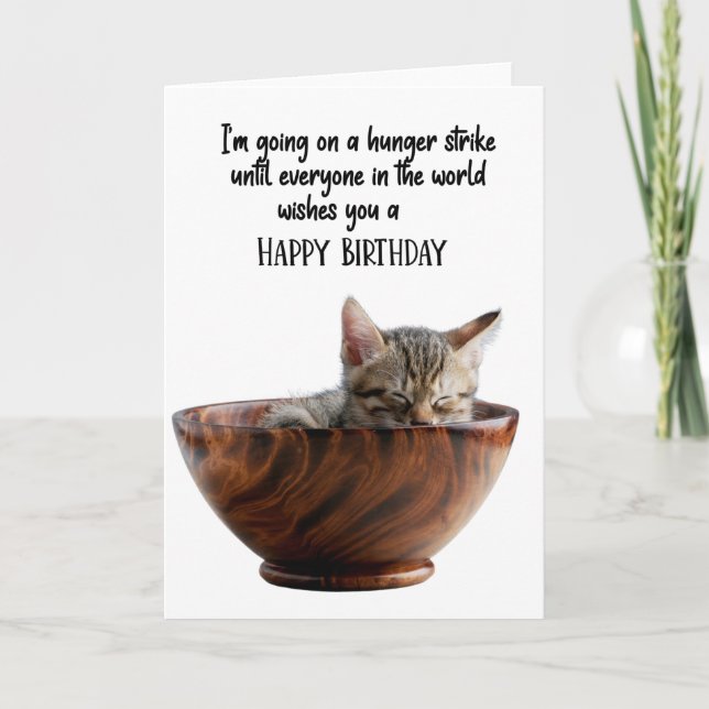 Chat Drôle À L'Intérieur D'Un Bowl Carte De Voeux  (Devant)