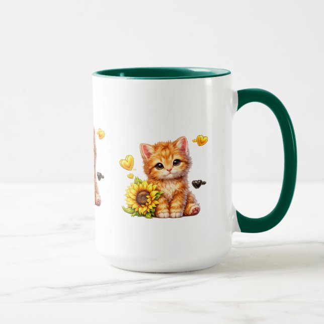 Chat drôle assis sur une tasse de café Art (Droite)