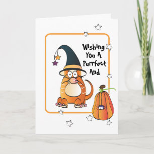 Chat drôle avec la carte d'Halloween Casquette de 