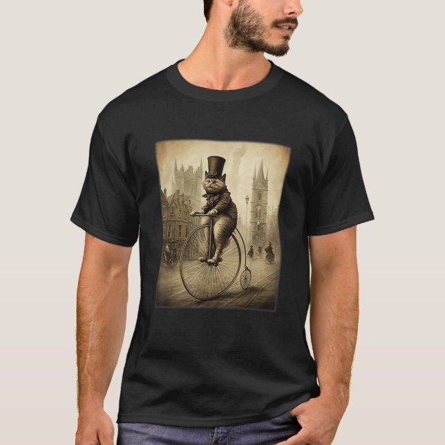 Chat Drôle Chapeau Haut Assis Bicyclette Penny Far (Devant)