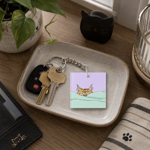 Chat drôle de gingembre curieux Peekaboo Lavande V