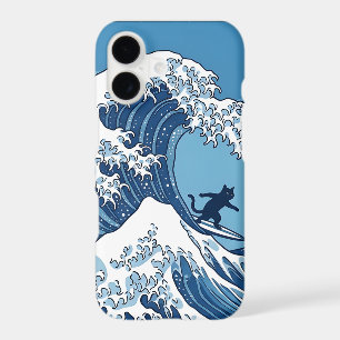 Chat Drôle Faisant du Surf sur la Grande Vague au