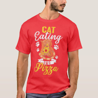 Chat Drôle Manger Un T-Shirt De Pizza