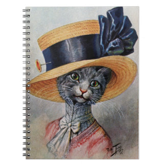 Chat élégant avec Carnet Casquette Spiral
