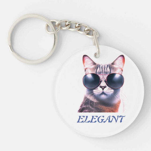 chat élégant avec lunettes de soleil Porte - clé a (Devant)