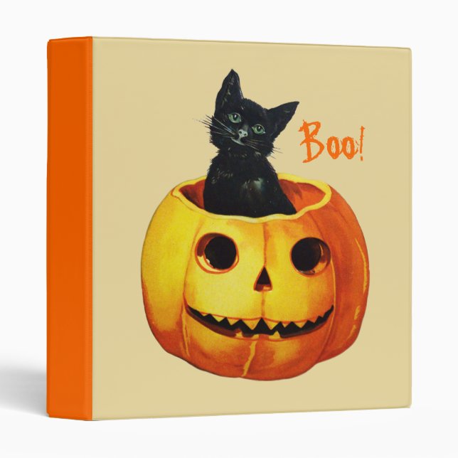Chat en Citrouille Classeur Halloween (Devant/Côté)
