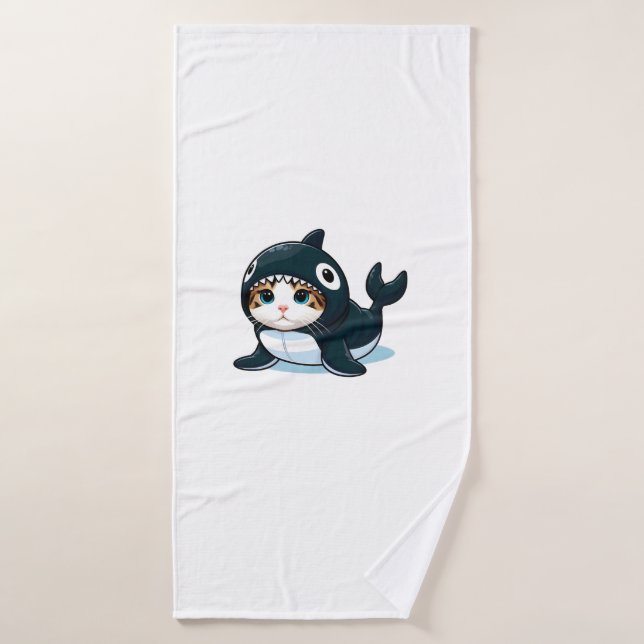 Chat en costume Orca (Serviette de bain)