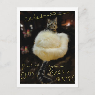 Chat en fourrure Manteau "Celebrate" carte postale