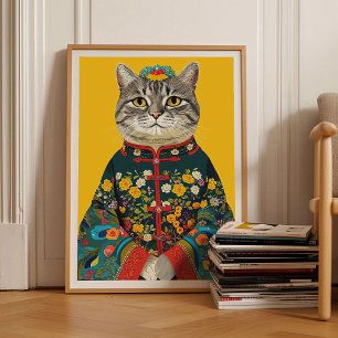 Chat en kimono Impression Couleur Chat Impression 
