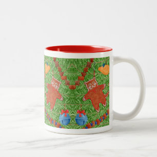 Chat en pain d'épices Mug rouge bicolore