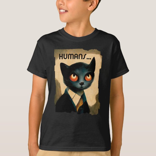 Chat Ennuyé Par L'Homme | Art Pour T-Shirt Amoureu (Devant)
