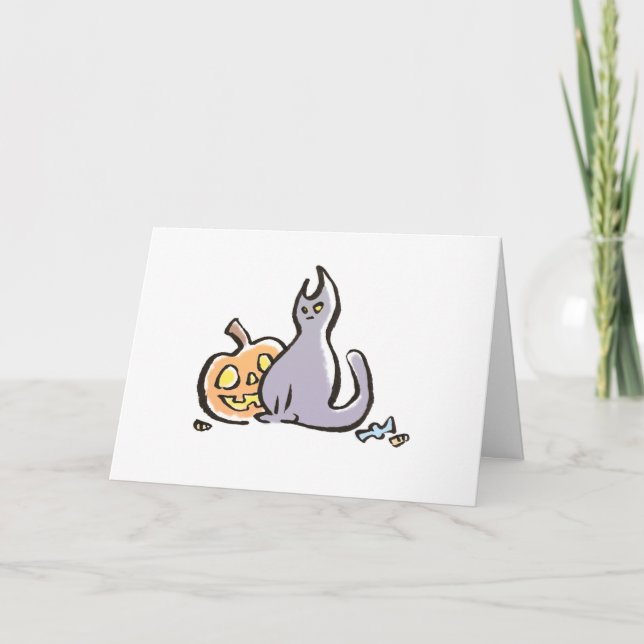 Chat et carte de voeux de Jack-o'-lantern (Devant)