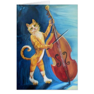 Chat et carte de voeux Fiddle