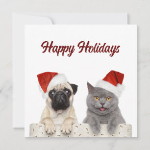 Chat Et Chien Joyeux Noël Joyeux Cartes de fin de 