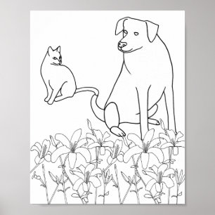 Chat et chien par Lily Fleurs Colorier Posters