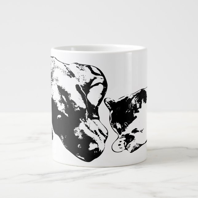 Chat et chien se reposent ensemble Mug d'art noir  (Devant)