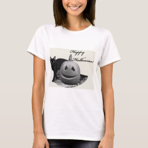 Chat et Citrouille Joyeux T-shirt Halloween