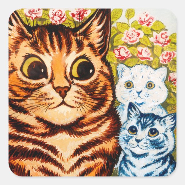 Chat et deux chatons par Louis Wain Sticker Sheet (Devant)