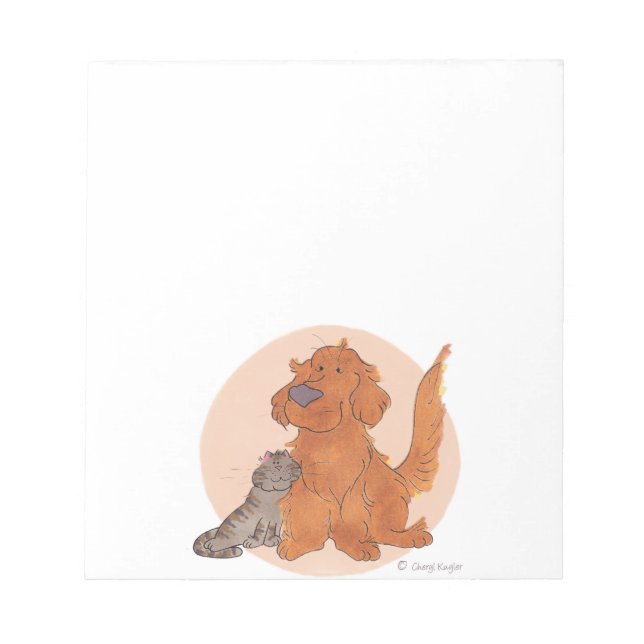 Chat et Golden Retriever / Bloc-notes (Devant)