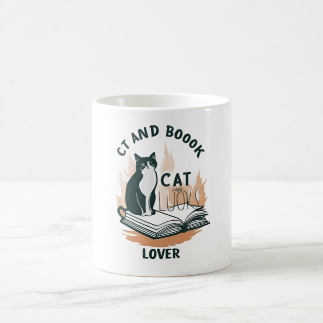 Chat et livre Lover Mug (Centre)