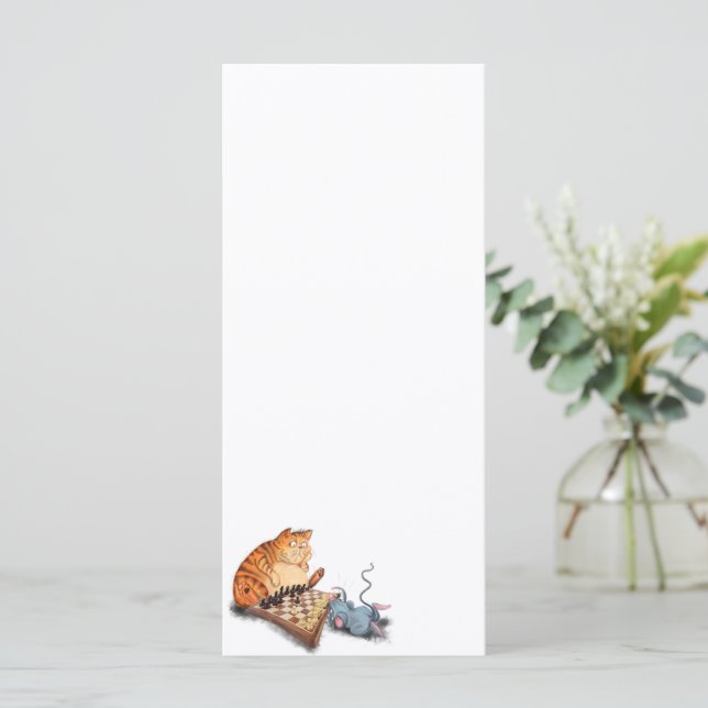 Chat et souris Jouer aux échecs Drôle Menu (Debout devant)