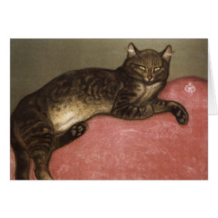 Chat étiré sur canapé - par le théophile Steinlen