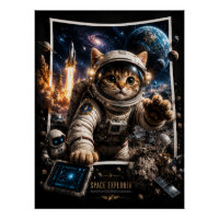 Chat Explorateur Spatial Affiche Pop-Up 3D brillan