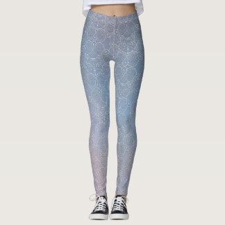 Chat Face Faux Lace leggings en violet métallique