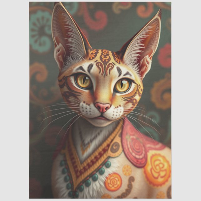 Chat Fantastique Siamois Bohème Papier de Soie (Recto)