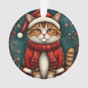 Chat festif portant un chapeau et une écharpe de P