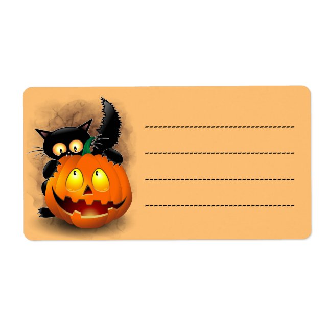 Chat Fun Halloween Caractère mordant un Citrouille (Devant)