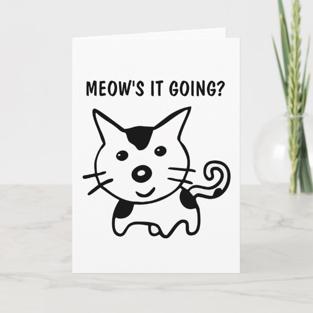 CHAT FUNNY CARTES DE SALUT POUR DIRE BONJOUR (Devant)