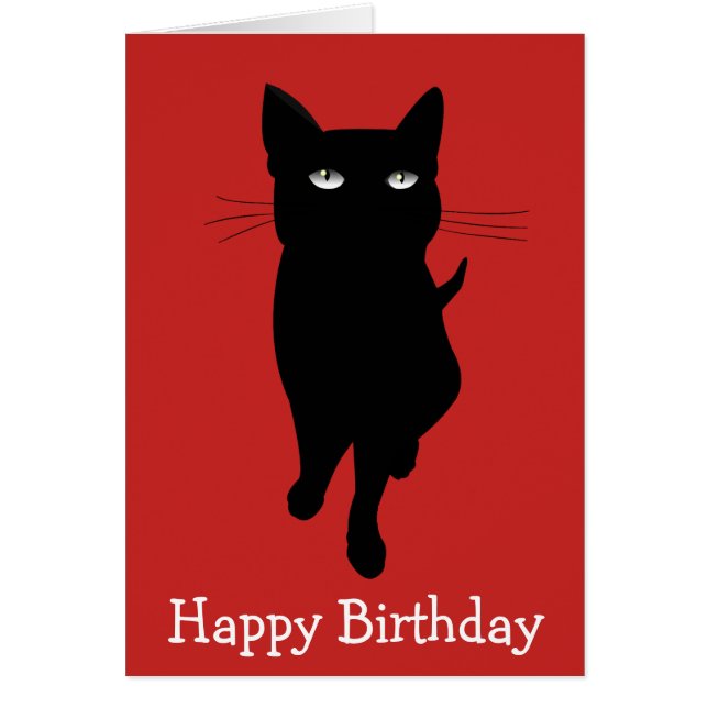Chat gothique d'anniversaire de minou noir (Devant)