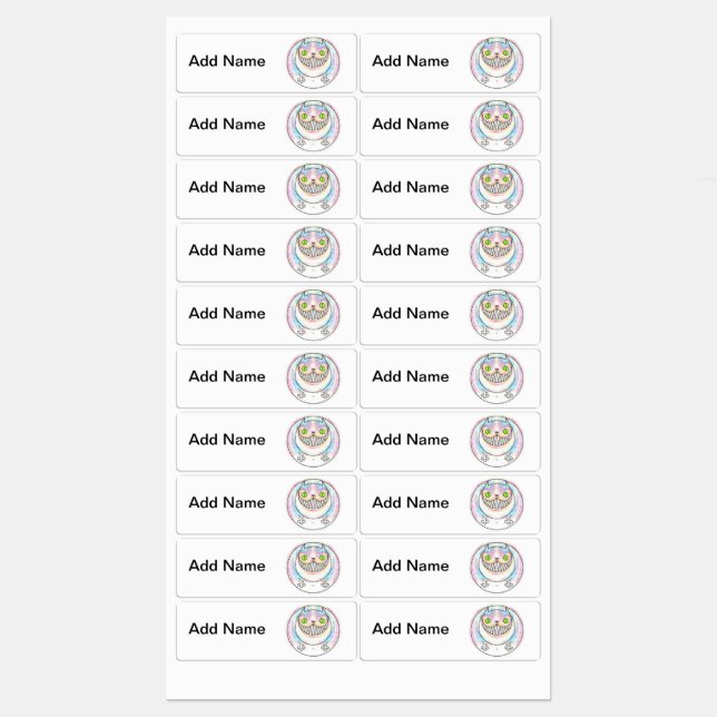 Chat gras avec Cheshire Chat Grin Étiquettes (Feuille)