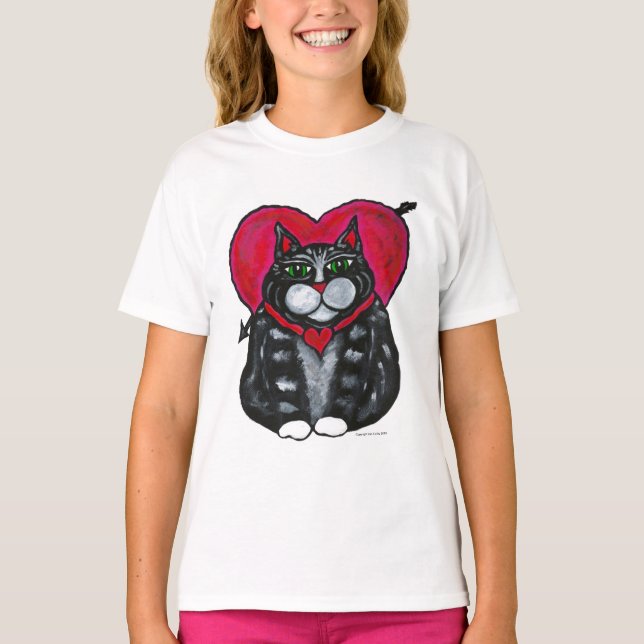 Chat gras et T-shirt fille à manches courtes du Co (Devant)
