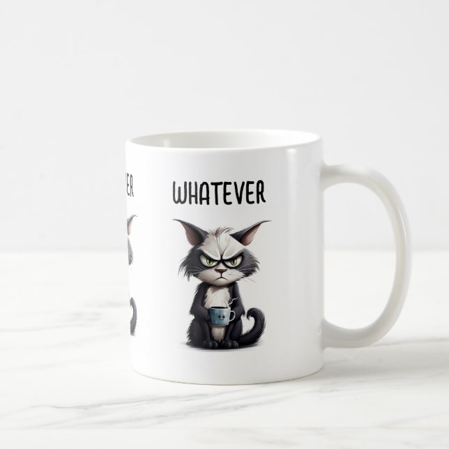 Chat grincheux avec tasse de café (Droite)