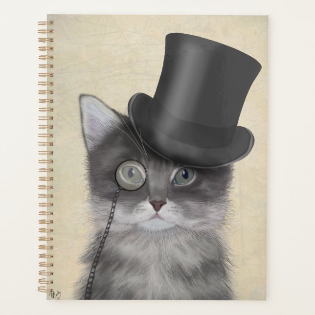 Chat gris avec chapeau supérieur (Devant)