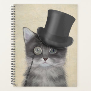 Chat gris avec chapeau supérieur