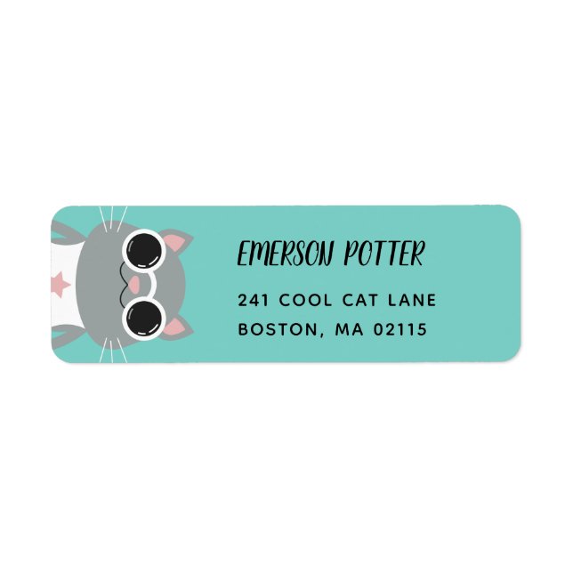 Chat gris cool | Turquoise (Devant)