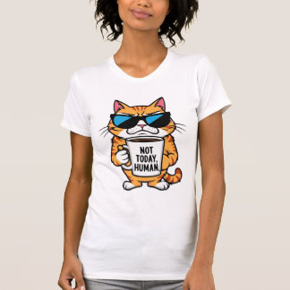 Chat Grumpy Pas aujourd'hui Humain Drôle T-shirt c