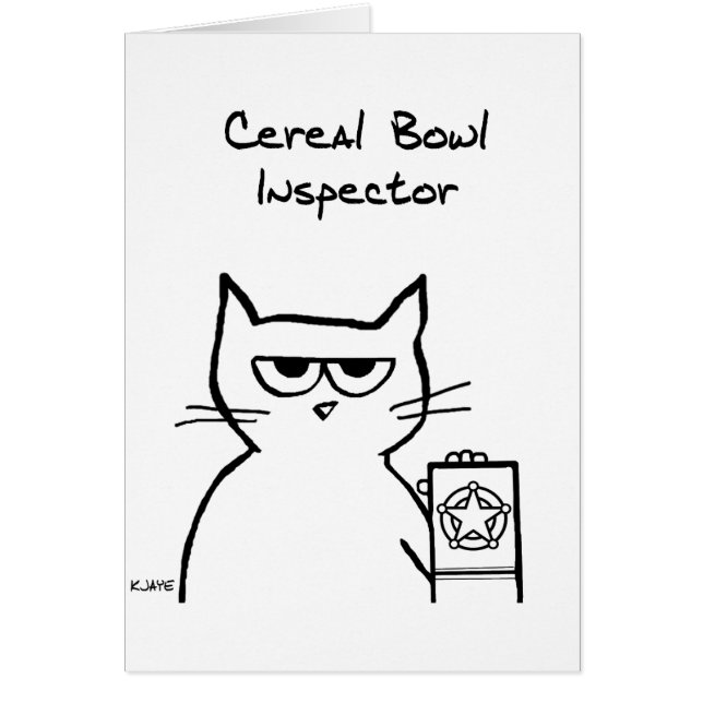Chat, inspecteur de bol de céréale - carte drôle (Devant)