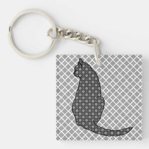 Chat japonais - Kimono noir et blanc