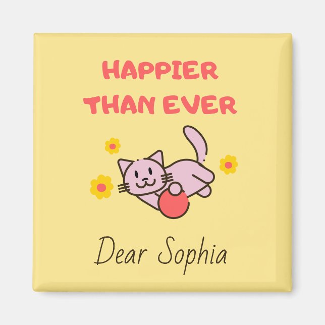 Chat Jaune avec Aimant Fleurs (Devant)