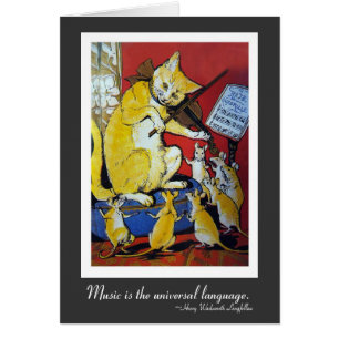 Chat jaune jouant le violon pour les rats de danse